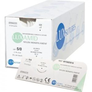 LUXAMID NYLON DS16 16mm 5/0 45 cm Black (NY50DS16-45)