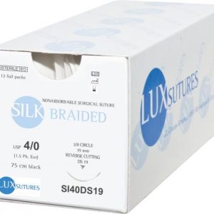 SILK BRAIDED DS19 19mm 4/0 75 cm Black (SI40DS19)