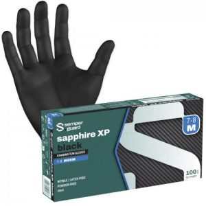 Kesztyű L Nitril Semperguard sapphire XP Black fekete 100db
